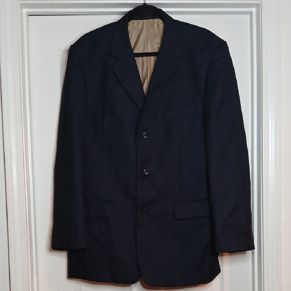 Gianni Balucci Classic Black Men's 95% Polyester 5%Linen Blazer Size 42R